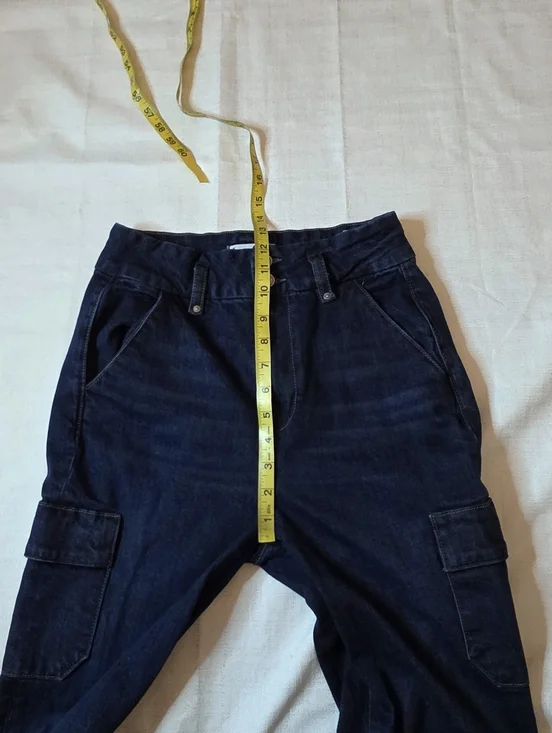 Paige Dion High Rise Cargo Flare Jeans Gracie Lou Dark Wash Y2K 90s Size 27 - Picture 9 of 11